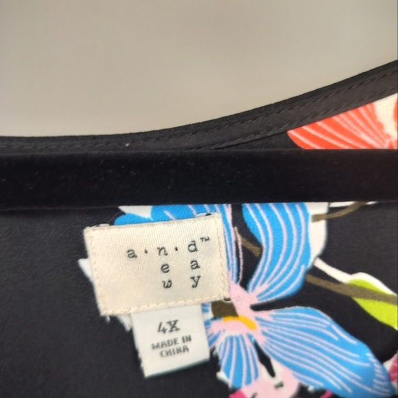 A New Day Black Dress with Colorful Floral and Bell Sleeves size 4X - Picture 4 of 6